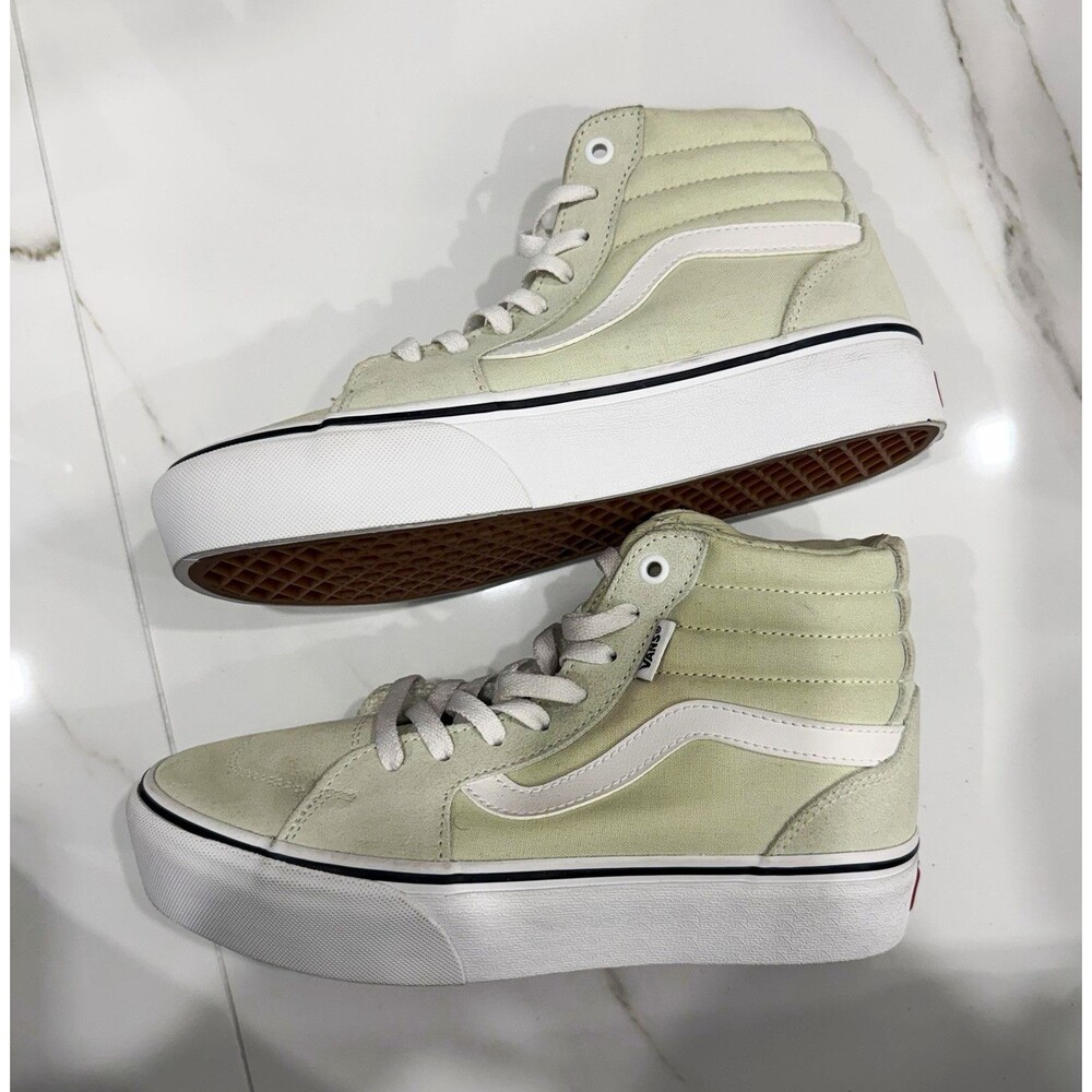 VANS Sk8-Hi Green/White Canvas High Top Lace-Up Sneakers Size 8 Womens